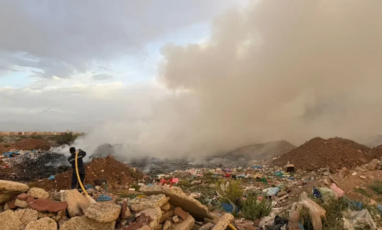اندلاع حريق مهول بمطرح عشوائي للنفايات بجماعة تسلطانت ضواحي مراكش