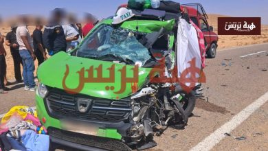 جرسيف.. مصرع 3 أشخاص في حادث سير مميت بين حافلة وسيارة أجرة بجماعة صاكة